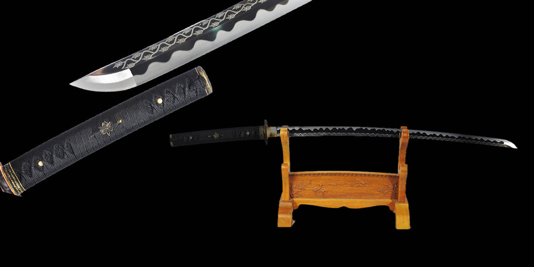 1095 High Carbon Steel Samurai Katana Blade With Rose Engraving