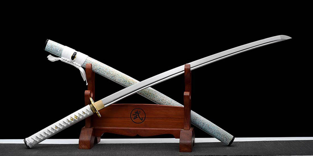 9260 Spring Steel Samurai Katana With Full Tang Blade And Floral Saya