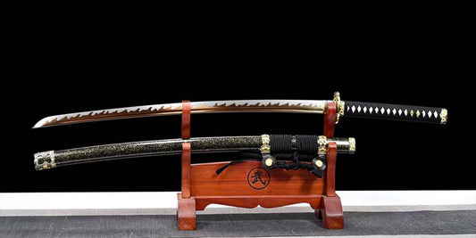 Handmade Japanese Tachi High Manganese Steel Fire Pattern Blade