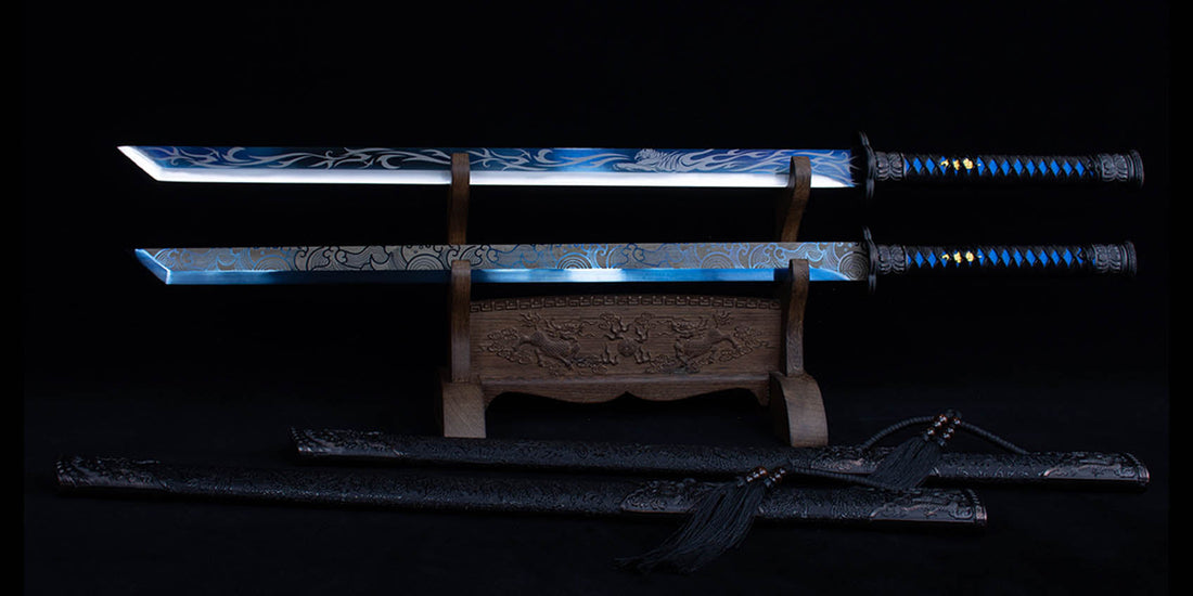 Black Friday Deals Chinese Tang Dao Blue Nature Wolf Head Carved