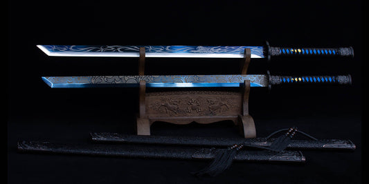 Black Friday Deals Chinese Tang Dao Blue Nature Wolf Head Carved