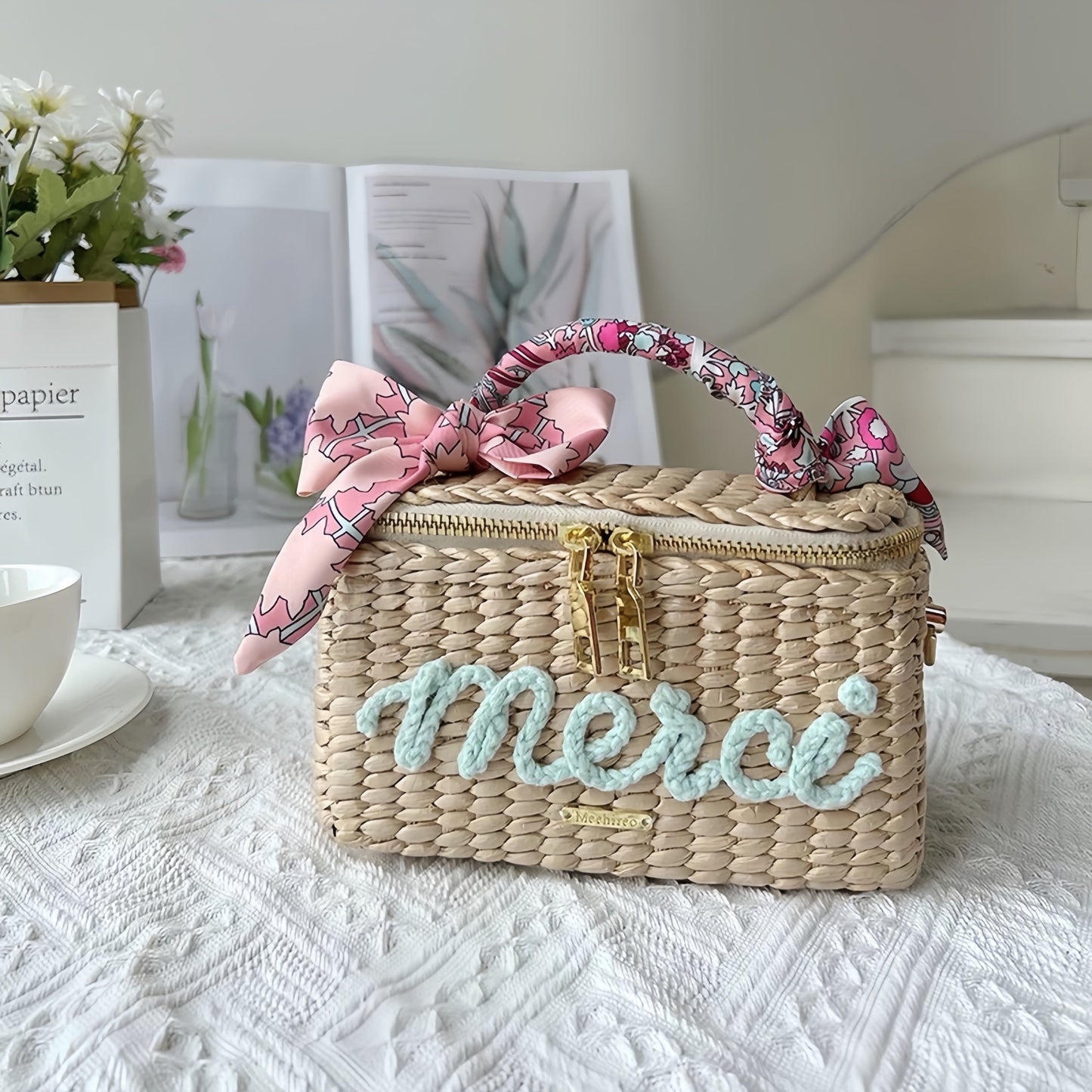 Handwoven Zipper Box Bag