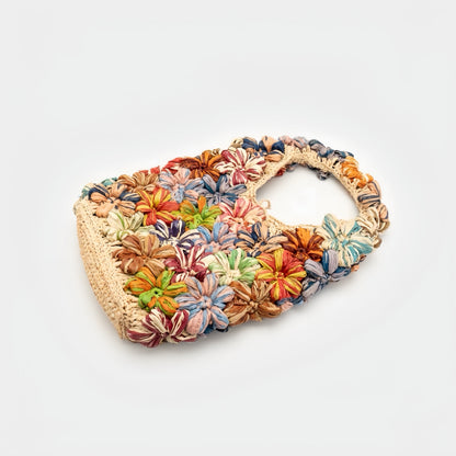 3D Color-Block Floral Tote Bag